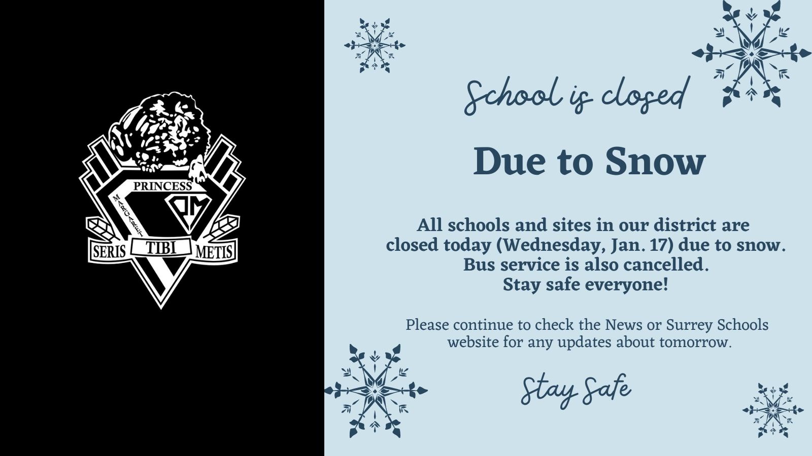 School Closed January 17